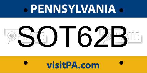 SOT62B Pennsylvania License Plate