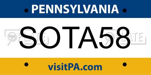SOTA58 Pennsylvania License Plate