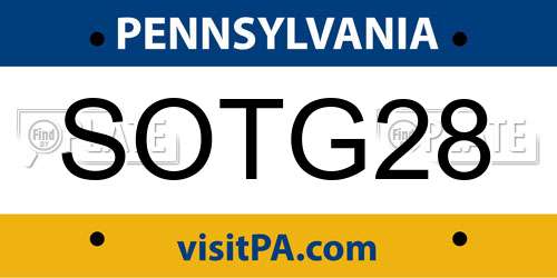 SOTG28 Pennsylvania License Plate
