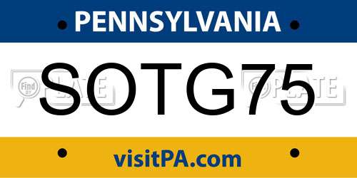 SOTG75 Pennsylvania License Plate