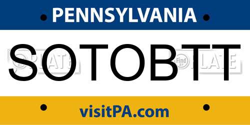 SOTOBTT Pennsylvania License Plate