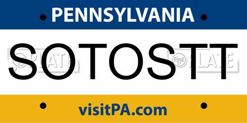 SOTOSTT Pennsylvania License Plate