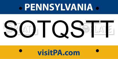 SOTQSTT Pennsylvania License Plate