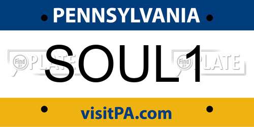 SOUL1 Pennsylvania License Plate