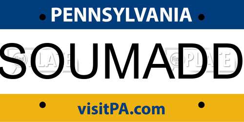 SOUMADD Pennsylvania License Plate