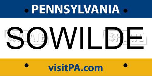 SOWILDE Pennsylvania License Plate