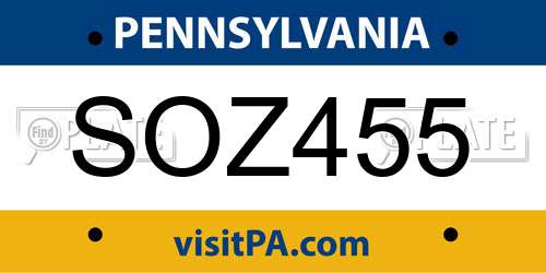 SOZ455 Pennsylvania License Plate