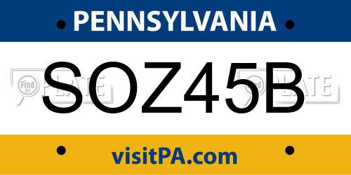 SOZ45B Pennsylvania License Plate