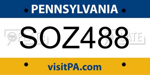 SOZ488 Pennsylvania License Plate