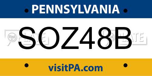 SOZ48B Pennsylvania License Plate