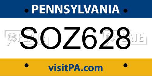 SOZ628 Pennsylvania License Plate