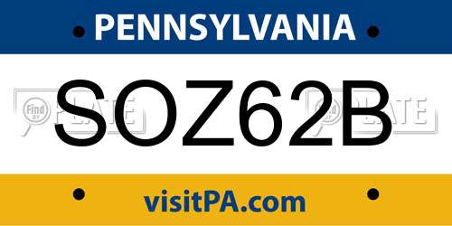 SOZ62B Pennsylvania License Plate