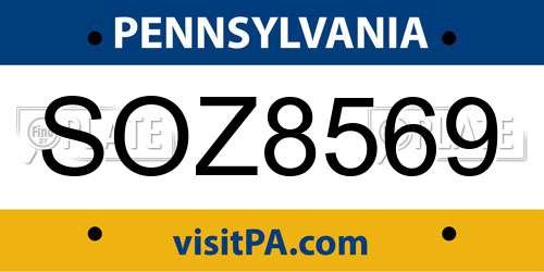 SOZ8569 Pennsylvania License Plate