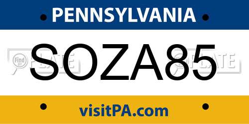 SOZA85 Pennsylvania License Plate