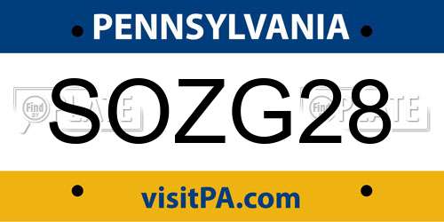 SOZG28 Pennsylvania License Plate