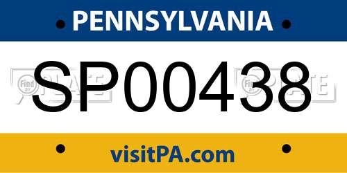 SP00438 Pennsylvania License Plate
