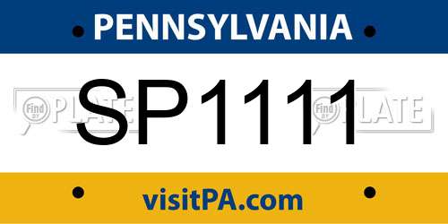 SP1111 Pennsylvania License Plate