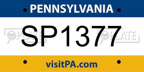 SP1377 Pennsylvania License Plate