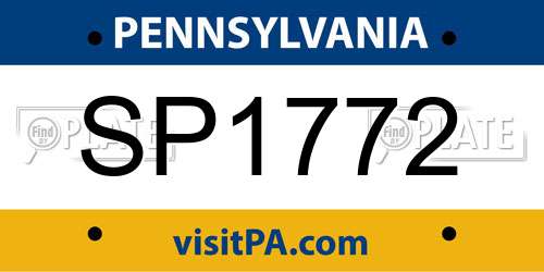 SP1772 Pennsylvania License Plate