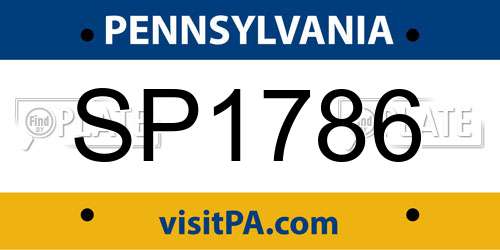 SP1786 Pennsylvania License Plate