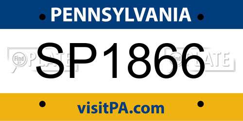 SP1866 Pennsylvania License Plate