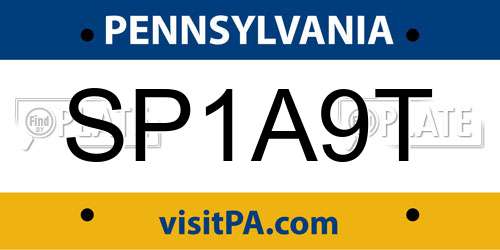 SP1A9T Pennsylvania License Plate