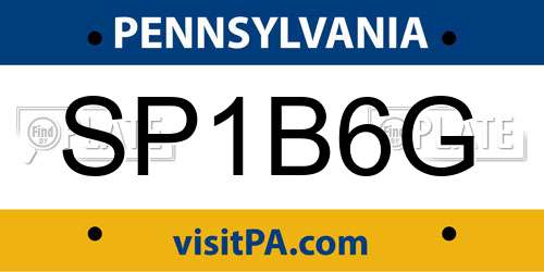 SP1B6G Pennsylvania License Plate