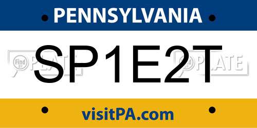 SP1E2T Pennsylvania License Plate