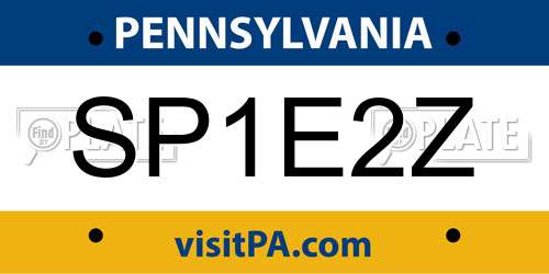 SP1E2Z Pennsylvania License Plate