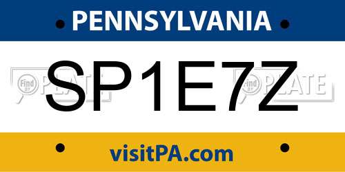 SP1E7Z Pennsylvania License Plate