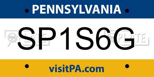 SP1S6G Pennsylvania License Plate