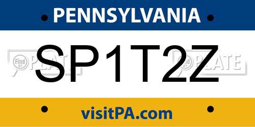 SP1T2Z Pennsylvania License Plate