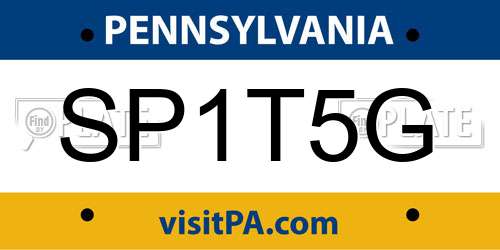 SP1T5G Pennsylvania License Plate
