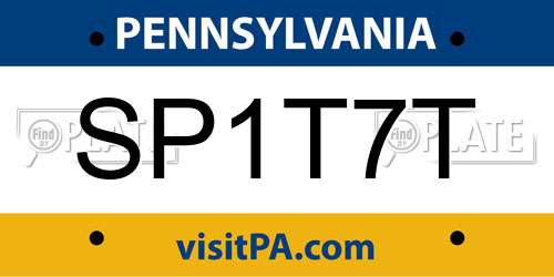 SP1T7T Pennsylvania License Plate