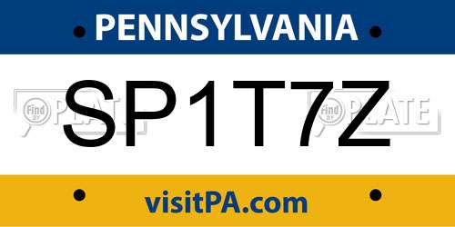 SP1T7Z Pennsylvania License Plate