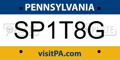 SP1T8G Pennsylvania License Plate