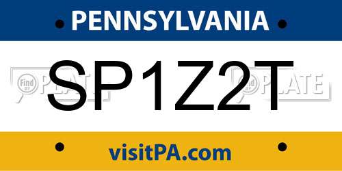SP1Z2T Pennsylvania License Plate