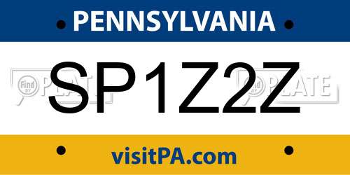 SP1Z2Z Pennsylvania License Plate