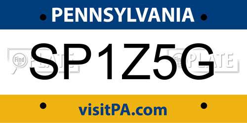 SP1Z5G Pennsylvania License Plate