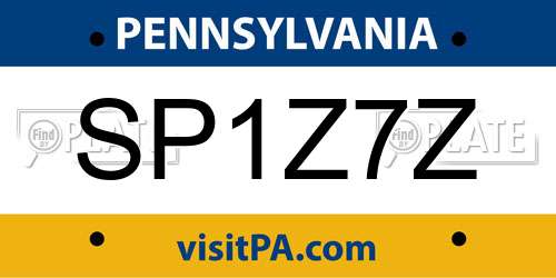 SP1Z7Z Pennsylvania License Plate