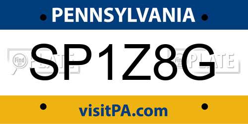 SP1Z8G Pennsylvania License Plate