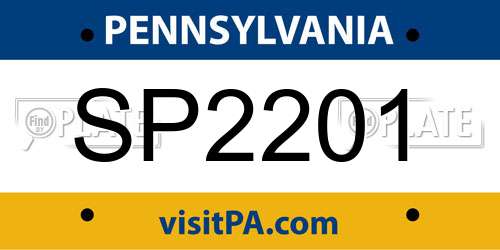 SP2201 Pennsylvania License Plate
