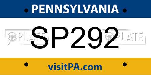 SP292 Pennsylvania License Plate