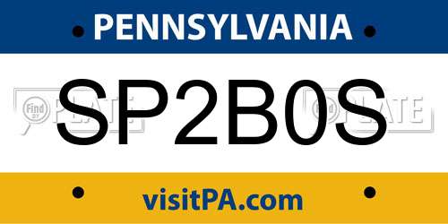 SP2B0S Pennsylvania License Plate