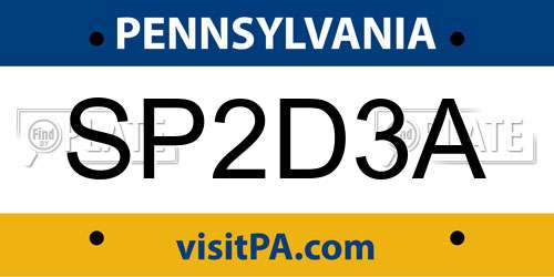 SP2D3A Pennsylvania License Plate