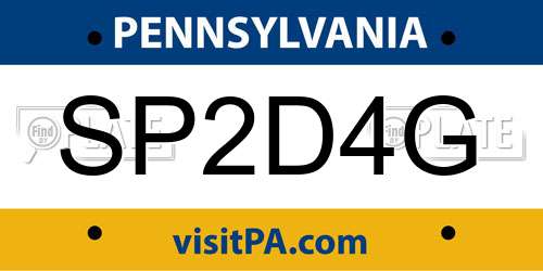 SP2D4G Pennsylvania License Plate