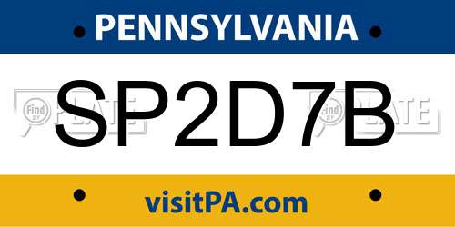 SP2D7B Pennsylvania License Plate
