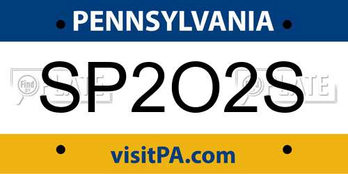 SP2O2S Pennsylvania License Plate