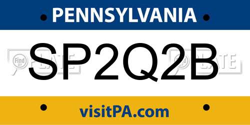 SP2Q2B Pennsylvania License Plate