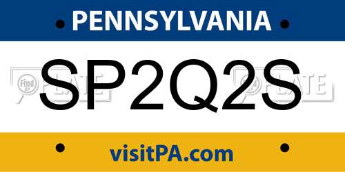 SP2Q2S Pennsylvania License Plate